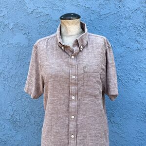 Bridge & Burn Tan Chambray Button Shirt Mens Medium Sustainable cotton